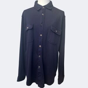 Bleusalt Shirt Womens Size 3 Navy Blue Modal Fleece Button Shacket Relaxed Cozy